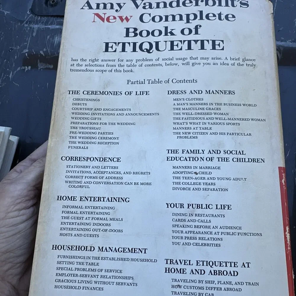 Vintage Amy‎ Vanderbilt's New Complete Book of Etiquette 1967.